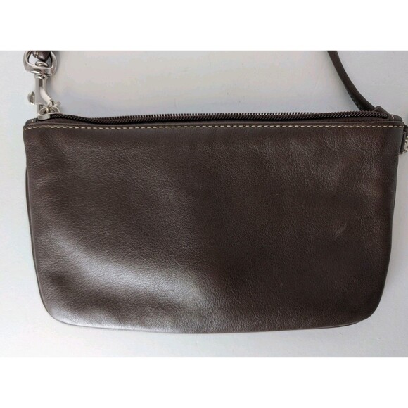 Coach Leather Wristlet Corner Zip Handbag English Saddle Brown Front Pocket - Picture 4 of 13